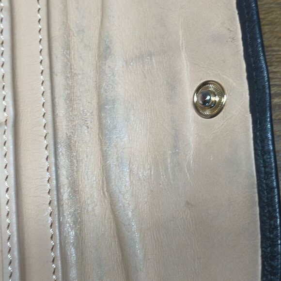 Dooney Bourke Dillen Black Leather Checkbook Clutch Large Wallet Vintage Retro - Picture 7 of 11